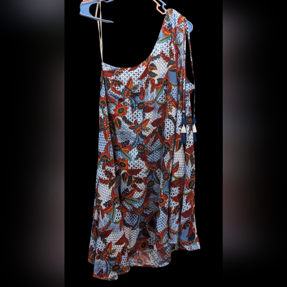Red Carter One Shoulder Tassel Dress- Size Medium 8